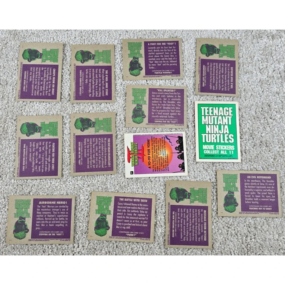 1990 Topps Teenage Mutant Ninja Turtles Movie Trading Cards 12pc Lot Vintage